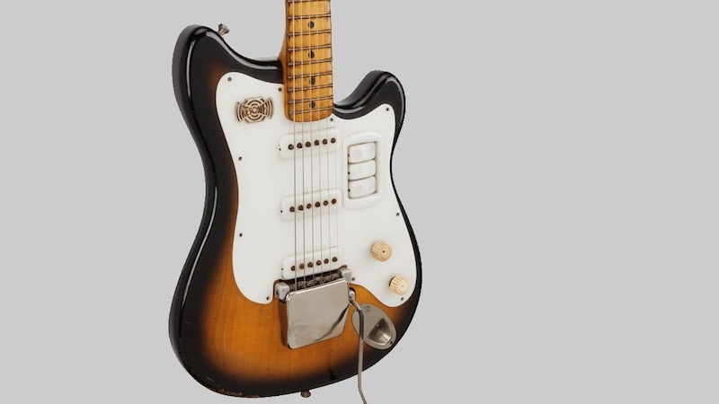 Die „Futurama“-E-Gitarre (Bild) war Harrisons meistbenutzte Gitarre in den Anfangsjahren der Beatles. (Bild: Julien‘s)