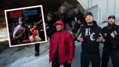 Crossover-Legenden: Body Count rund um Ice-T (2.v.r.) und Ernie C (in Rot) begeistern mit ihrem neuen Album „Merciless“. (Bild: Krone KREATIV/Century Media Records, Alessandro Solca)