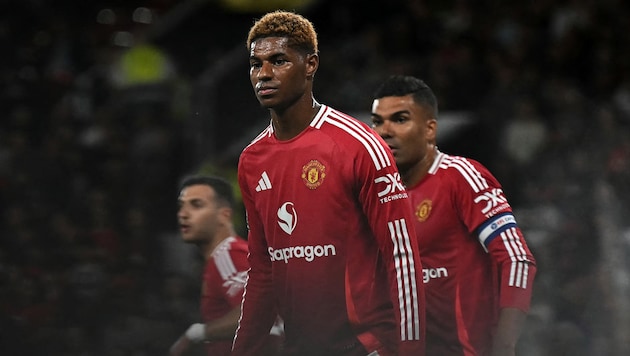 Marcus Rashford (Mitte) und Casemiro (re.) stehen in der Kritik. (Bild: AFP or licensors)