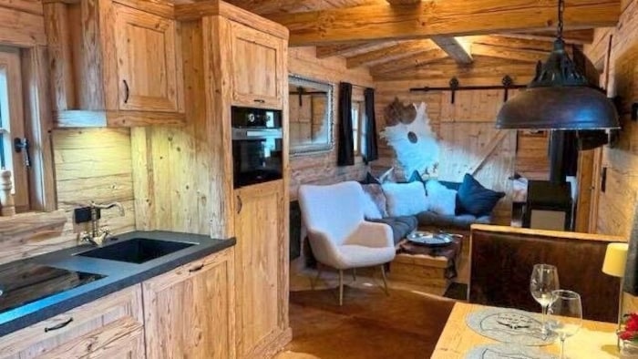 The mini house is luxuriously furnished.