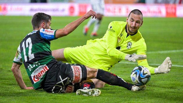 Im letzten Duell mit Ried musste Franco Flückiger fünfmal hinter sich greifen. (Bild: GEPA pictures)