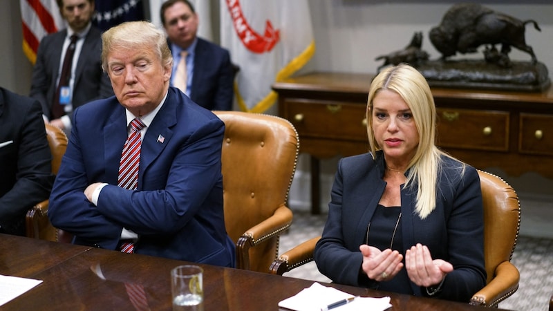 Trump und Bondi während eines Meetings in Washington im Jahr 2018 (Bild: APA/AFP)