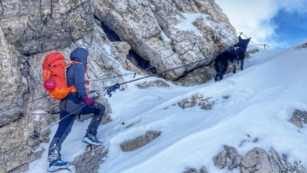 Im Klettersteig Vallon Bianco in der Fanesgruppe. (Bild: Francie Vogel)