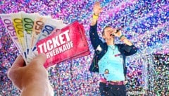 Konzerte wie jene von Coldplay sind in kürzester Zeit ausverkauft. Veranstalter wehren sich gegen profitgierige „Hamsterkäufer“ beispielsweise mit personalisierten Tickets. (Bild: Krone KREATIV/stock.adobe.com, Graf Andreas)