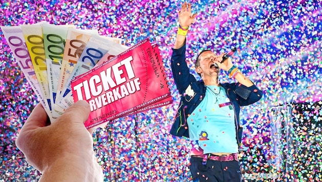 Concerts such as those by Coldplay sell out in no time at all. Organizers defend themselves against profit-hungry "hoarders" with personalized tickets, for example. (Bild: Krone KREATIV/stock.adobe.com, Graf Andreas)