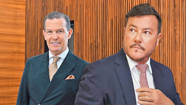 Boss CEO Daniel Grieder (left) and Signa founder René Benko (Bild: Krone KREATIV/picturedesk, Birbaumer Christof)