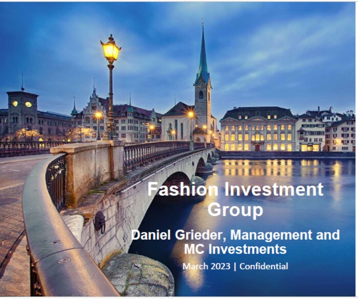The cover page of the confidential presentation that Grieder sent to Benko