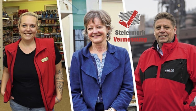 Three of the many people we met on our tour: Martina Pöschl, Bernadette Schönbacher and Franz Jantscher. (Bild: Krone KREATIV/Erwin Scheriau, Jürgen Fuchs, Christian Jauchowetz)