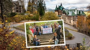 Anrainer sammeln Unterschriften für den Erhalt des kleinen Parkes, der zum Südbahnhotel gehört und bebaut werden soll.   (Bild: Krone KREATIV/Doris Seebacher, ZVG)