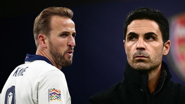 Harry Kane (l.) criticized the numerous withdrawals in the Nations League, Mikel Arteta (r.) countered on Sunday. (Bild: AFP/APA/Marco BERTORELLO/Adrian Dennis)