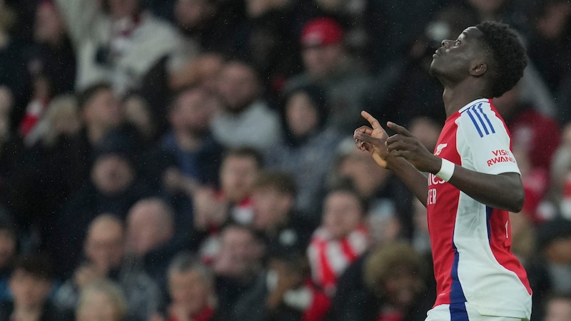 Bukayo Saka scored to make it 1:0. (Bild: AP ( via APA) Austria Presse Agentur/ASSOCIATED PRESS)