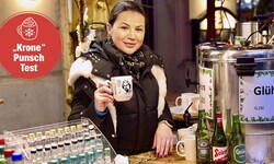 Amarilda verkauft ausgefallenen Hanfpunsch am Weihnachtsmarkt Spittelberg.