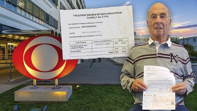 Hans Donabauer (81) aus Linz bekam einen Brief vom Inkassobüro. (Bild: Krone KREATIV/Gerald Schwab, Vienna Press/Andreas Tischler)