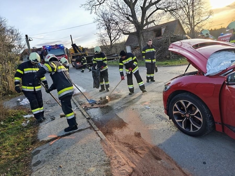 Die Feuerwehrkräfte hatte nach dem Unfall einiges zu tun. (Bild: Stadtfeuerwehr Weiz)