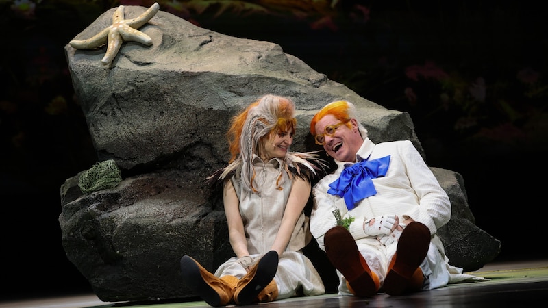 Ursula Anna Baumgartner as Daunenfein and Daniel Große Boymann as the wonderfully comical Gänserich Martin (Bild: Barbara Palffy)