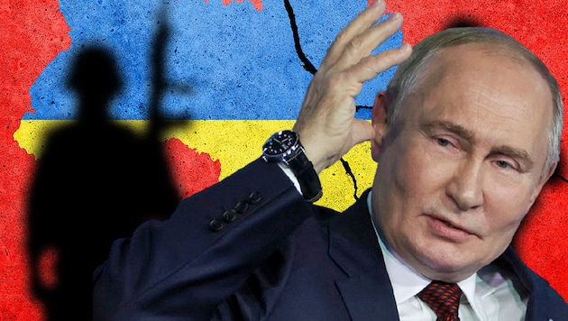 An open letter calls for a "coalition of the willing" against Kremlin boss Vladimir Putin. (Bild: Krone KREATIV/stock.adobe.com/Tomas Ragina, APA/AP)