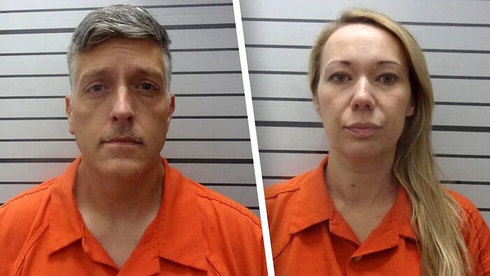 Jon (left) and Carie Hallford were arrested after the bodies were found and taken to prison.