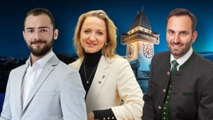 Drei neue FPÖ-Abgeordnete: Lucas Geistler, Eva Maria Kroismayr-Baier und Stefan Resch (Bild: Krone KREATIV/FPÖ Steiermark, Jürgen Radspieler, stock.adobe.com)