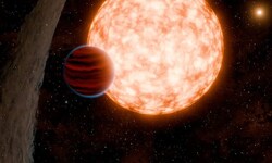 Der Planet TIDYE-1 b vor seinem Stern, links Reste von dessen protoplanetarer Scheibe