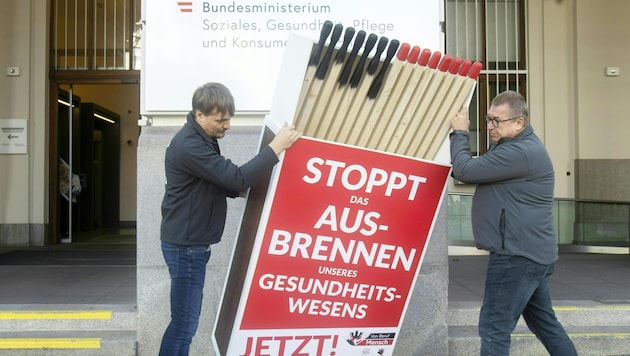 There had already been protests by the GÖD the previous year. (Bild: APA/ALEX HALADA)