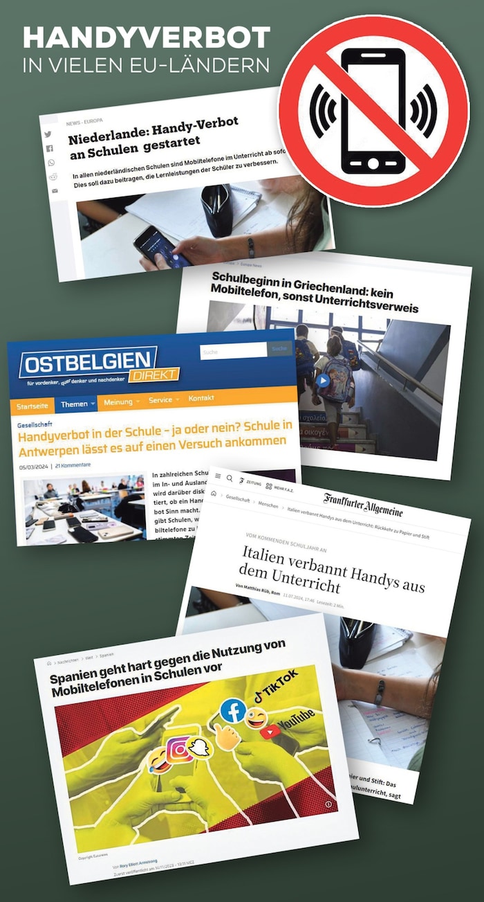 In vielen EU-Ländern müssen Handys ausgeschaltet in der Schultasche bleiben.