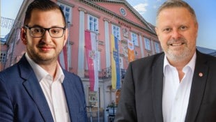 Werden FPÖ-Mandatar Philipp Gerstenmayer (li.) und SPÖ-Vizebürgermeister Rainer Spenger (li.) paktieren? Gerstenmayer weiß davon noch nichts.  (Bild: Krone KREATIV/Doris Seebacher, ZVG )