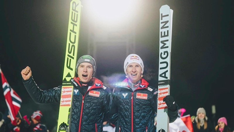 Daniel Tschofenig und Maximilian Ortner standen in Lillehammer gemeinsam auf dem Podest. (Bild: EXPA Picture/EXPA Pictures. Alle Rechte vorbehalten. // EXPA Pictures. All rigths reserved.)