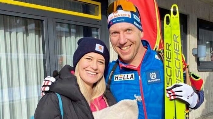 Mit Gattin Katharina freut sich David über das Familienglück mit den kleinen Fabio.