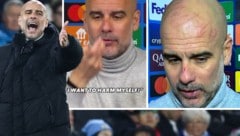 Pep Guardiolas nervliche Anspannung hinterließ buchstäblich Spuren. (Bild: AFP/APA/Darren Staples, Instagram.com/fabriziorom, Twitter.com/Sportsweek)