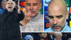 Pep Guardiolas nervliche Anspannung hinterließ buchstäblich Spuren. (Bild: AFP/APA/Darren Staples, Instagram.com/fabriziorom, Twitter.com/Sportsweek)