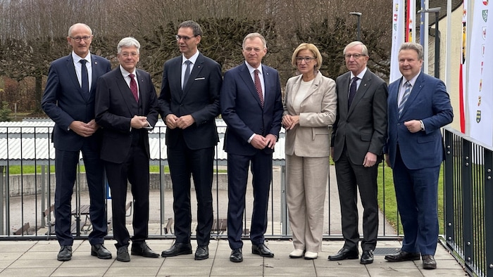 The meeting of the provincial governors in Traunkirchen: Anton Mattle (Tyrol), Peter Kaiser ...