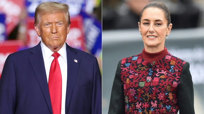 US-Präsident Donald Trump und Mexikos Staatschefin Claudia Sheinbaum (Bild: AFP/Charly Triballeau, Rodrigo Oropeza)