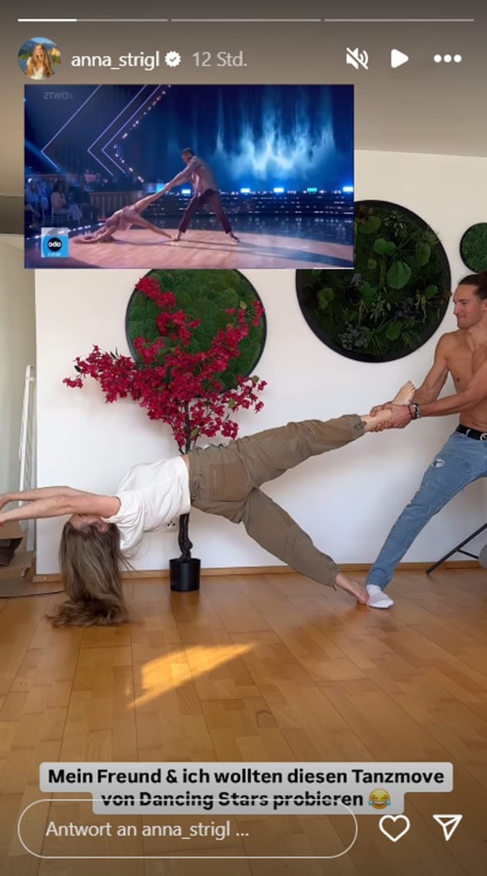 In ihrer Instagram-Story zeigt sich Anna Strigl mit ihrem Freund beim Trainieren für „Dancing ...