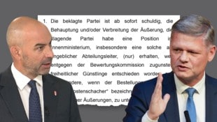 FPÖ-Landesrat Luisser klagte gegen ÖVP-Politiker Hanger. (Bild: Krone KREATIV/zVg, APA/Eva Manhart, krone.tv)