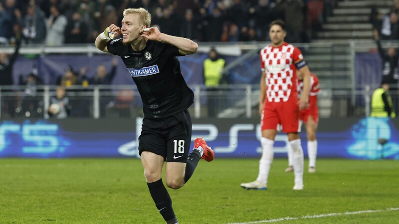 Biereth schoss Sturm gegen Girona vor 21.502 Besucher zum Sieg. (Bild: APA/ERWIN SCHERIAU)