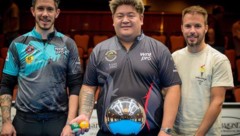 Mario He (Mitte) siegte im Finale gegen Max Lechner (links), Albin Ouschan (rechts) schaffte es ...