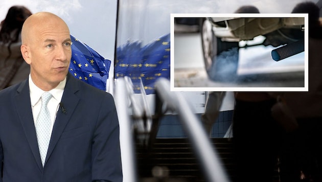 In Brussels, Kocher, who is still Minister for Economic Affairs, has now called for a faster evaluation. (Bild: Krone KREATIV/APA/dpa/Frank Rumpenhorst, AFP/Kenzo TRIBOUILLARD, krone.tv)