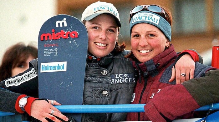 Claudia and sister Manuela (left) in 1997. 