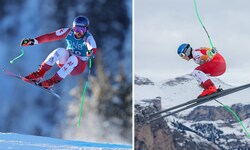 Rieser (li.) und Neumayer bereiten sich auf den Speed-Start vor.