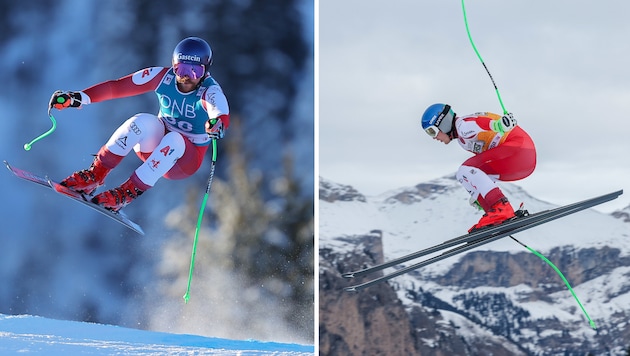 Rieser (li.) und Neumayer bereiten sich auf den Speed-Start vor. (Bild: GEPA pictures/Christof Birbaumer)