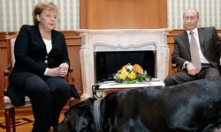 2007 wurden Fotos von Angela Merkel und Wladimir Putin mit dessen Hund berühmt.