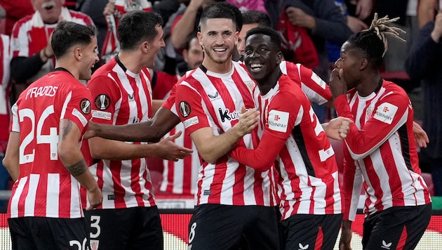 Athletic Bilbao celebrated a clear victory against IF Elfsborg. (Bild: AFP/APA/Cesar Manso)