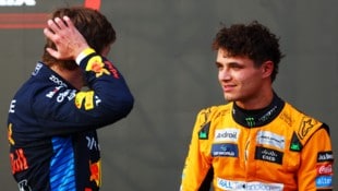 Lando Norris (rechts) hat wenig Verständnis für die jüngsten Aussagen von Max Verstappen gezeigt. (Bild: AFP/APA/Getty Images via AFP/GETTY IMAGES/Mark Thompson)