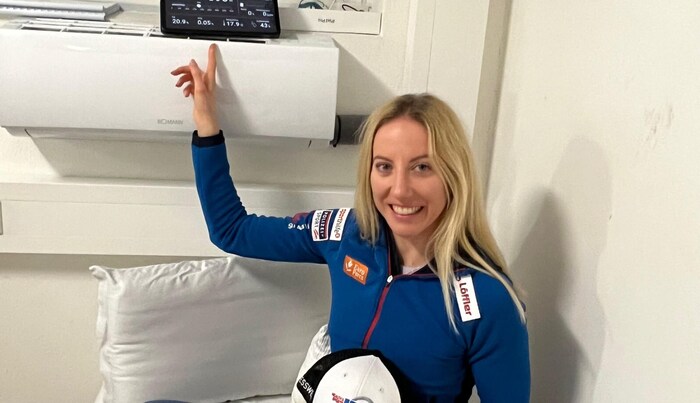 Teresa Stadlober beats at home in an altitude room.