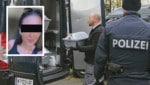 Leichenbestatter bei der Abholung des toten Babys. Seine Mutter (Bild oben links) hatte es – sterbend – in eine Mülltonne geworfen. (Bild: Krone KREATIV/Gerhard Bartel und zvG)