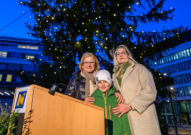 Johanna Mikl-LeinterMikl-Leitner brach unter dem Landhaus- Christbaum eine Lanze für das Kreuz in Schulen. (Bild: NLK Burchhart)