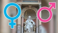 Streitschlichterin Justitia hat nach Weihnachtswünschen per Mail mit harter Richter-Kritik am Gendern ordentlich zu tun. (Bild: Krone KREATIV/Peter Tomschi)