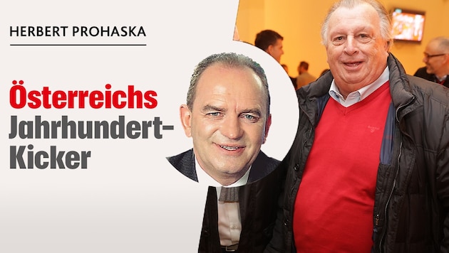 Herbert Prohaska bringt Gigi Ludwig (re.) ins Spiel. (Bild: Krone KREATIV/GEPA)