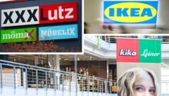 Nach der neuerlichen Pleite der Möbelkette Kika/Leiner drohen in Österreich mit der XXXLutz-Gruppe und Ikea nur zwei große Anbieter übrigzubleiben. (Bild: Krone KREATIV/APA, AFP)