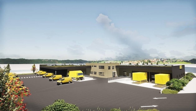 This is what the new distribution center in Röthis will look like. (Bild: Post AG)